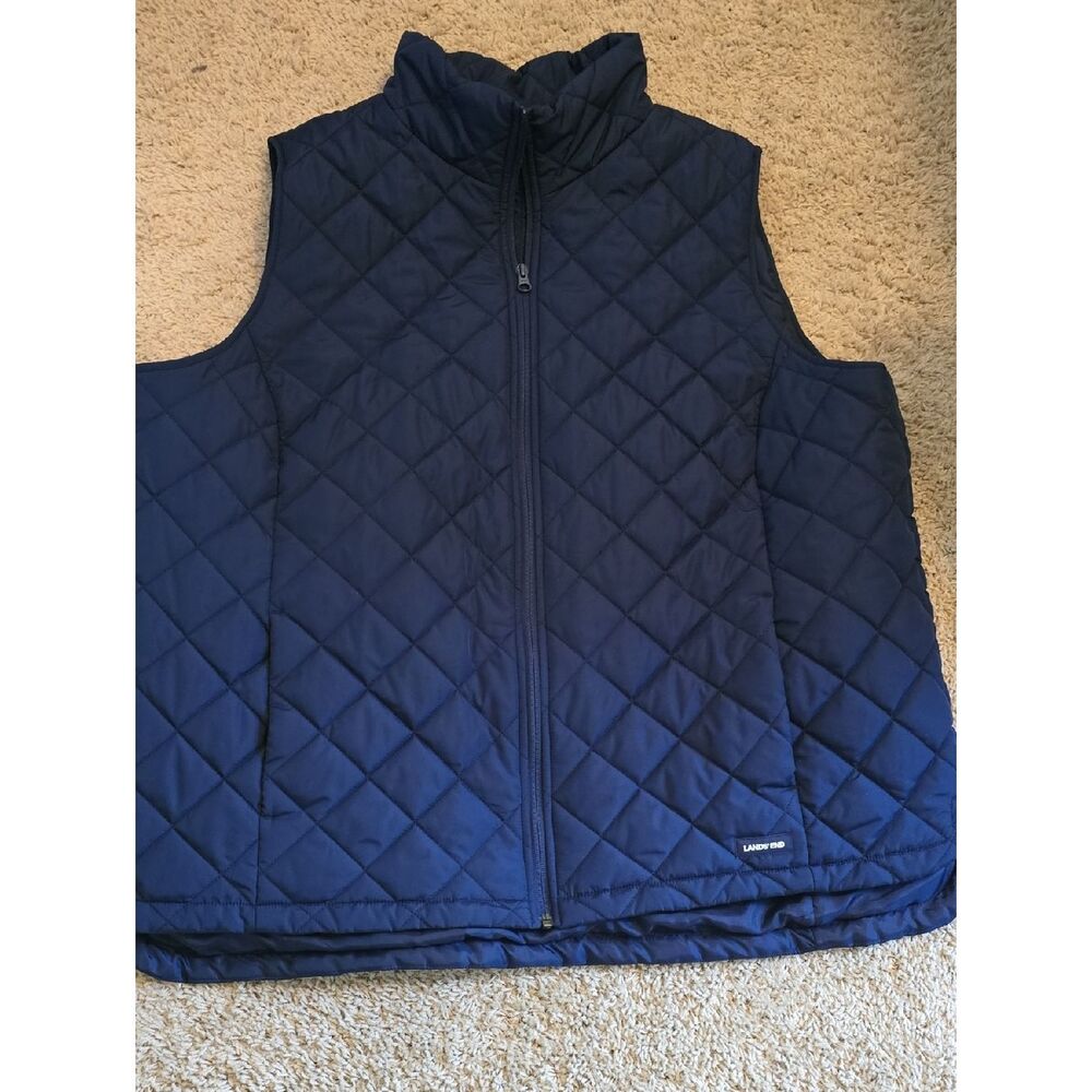 Lands' End Navy Quilted Sleeveless Puffer Vest 2X
